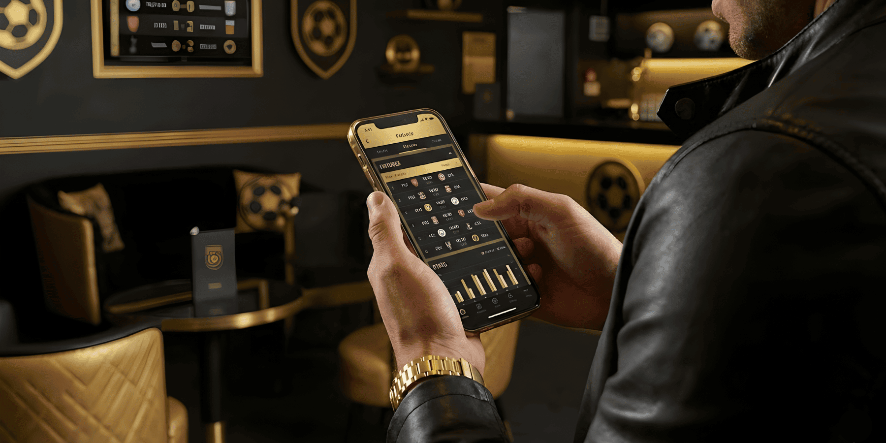 ผู้ชายกำลังเล่น แทงบอลออนไลน์ ผ่านมือถือ