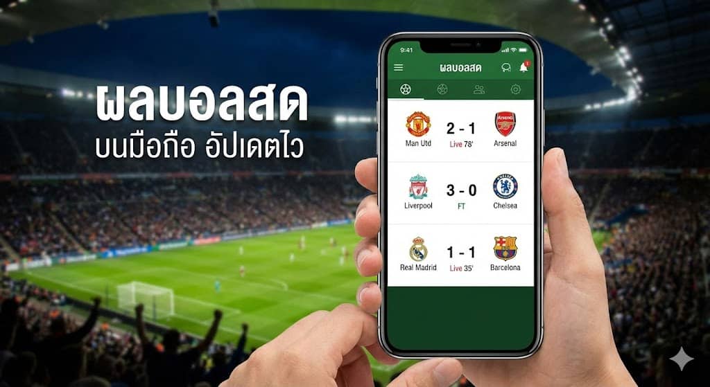ผลบอลสด บนมือถือ อัปเดตไว